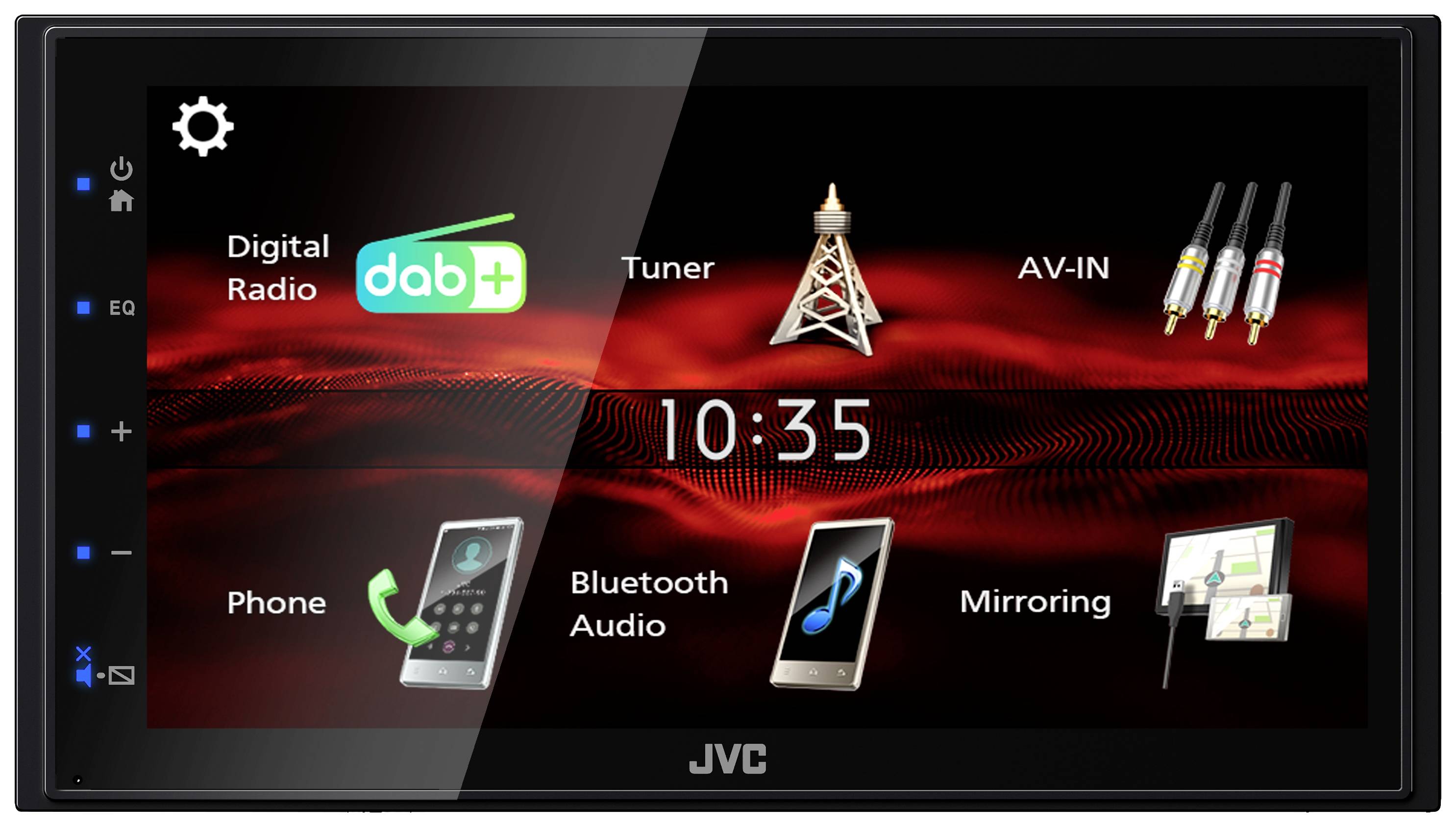 JVC KWM180DBT Double DIN monitor receiver Bluetooth handsfree set, DAB+ tuner, Rearview camera connector, Steering wheel RC