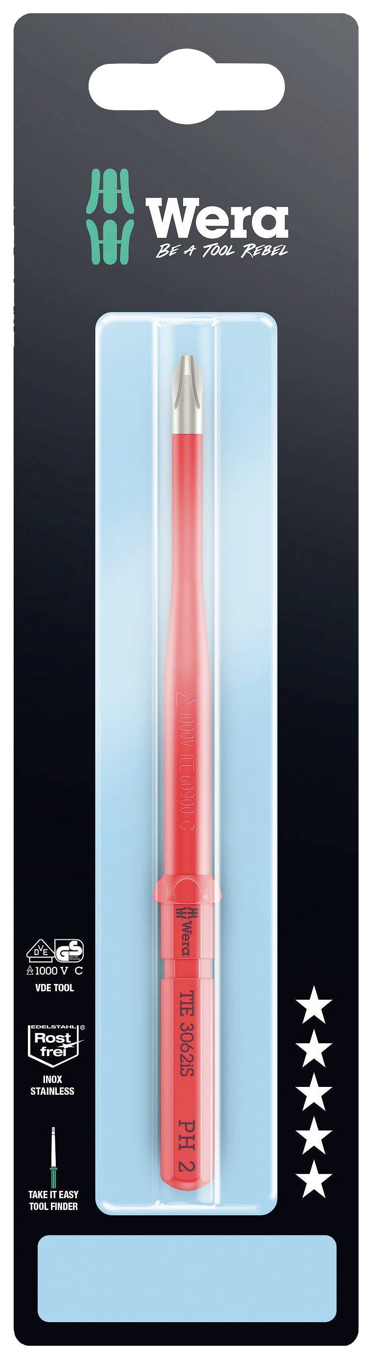 Wera Kraftform Kompakt VDE 3062 iS PH 2 x 157 mm TIE SB Electrician Frearson Interchangeable bit PH 2