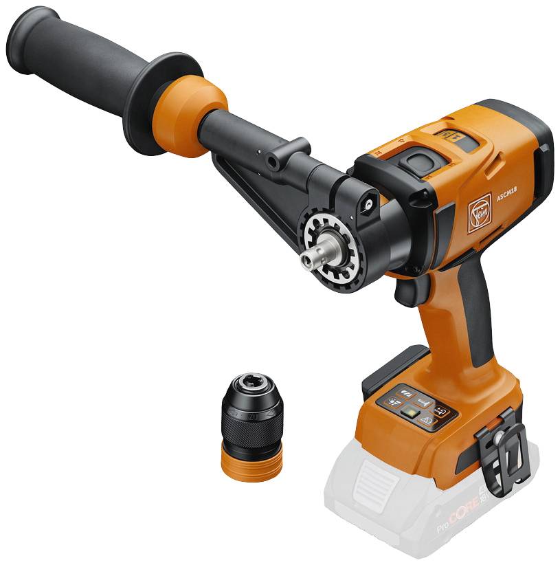 Hand drill with additional handle and interchangeable chuck. Ideal for robust work and versatile use.