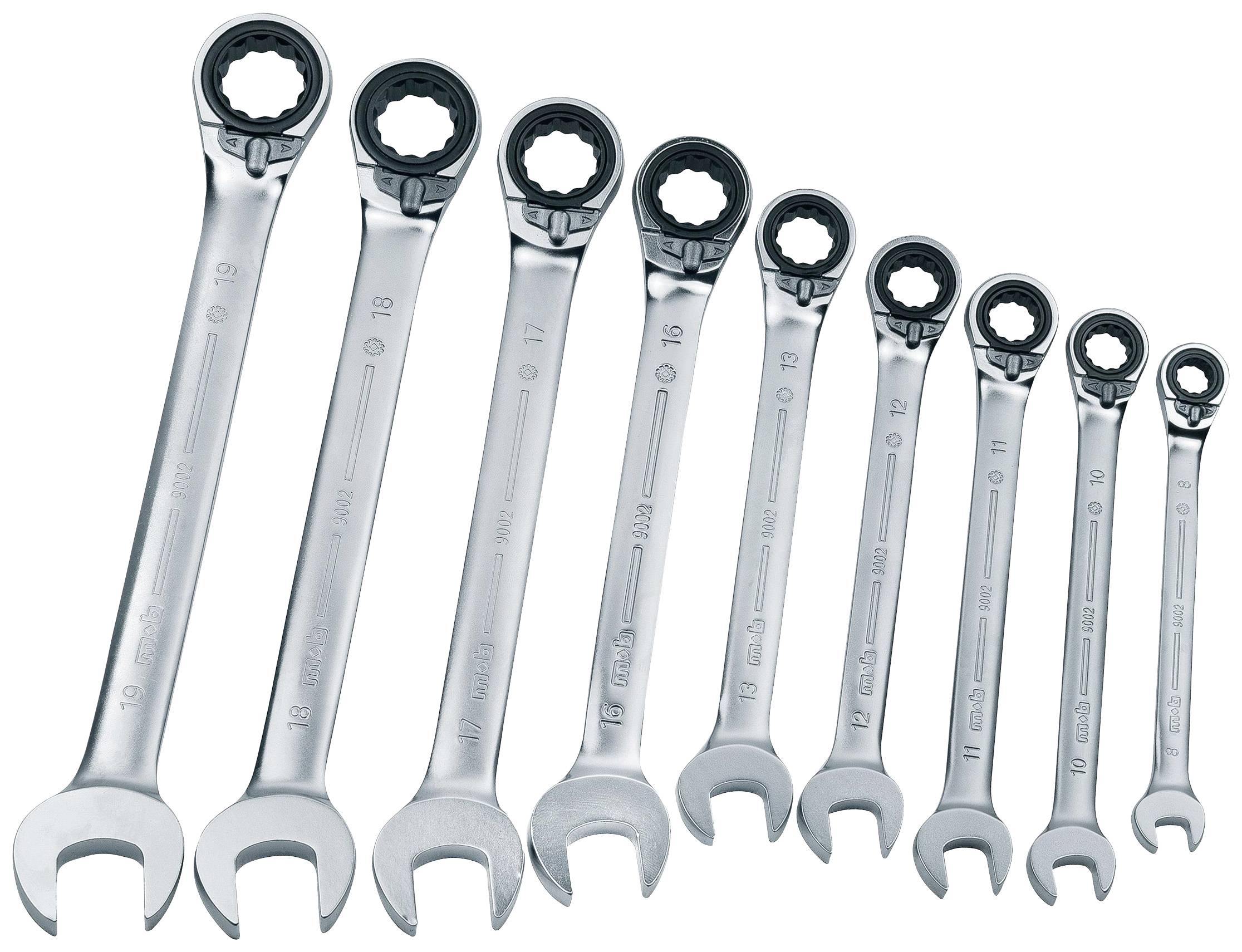 MOB 9002009001 Ratcheting box wrench set 9-piece Spanner size (metric) 8 - 19 mm