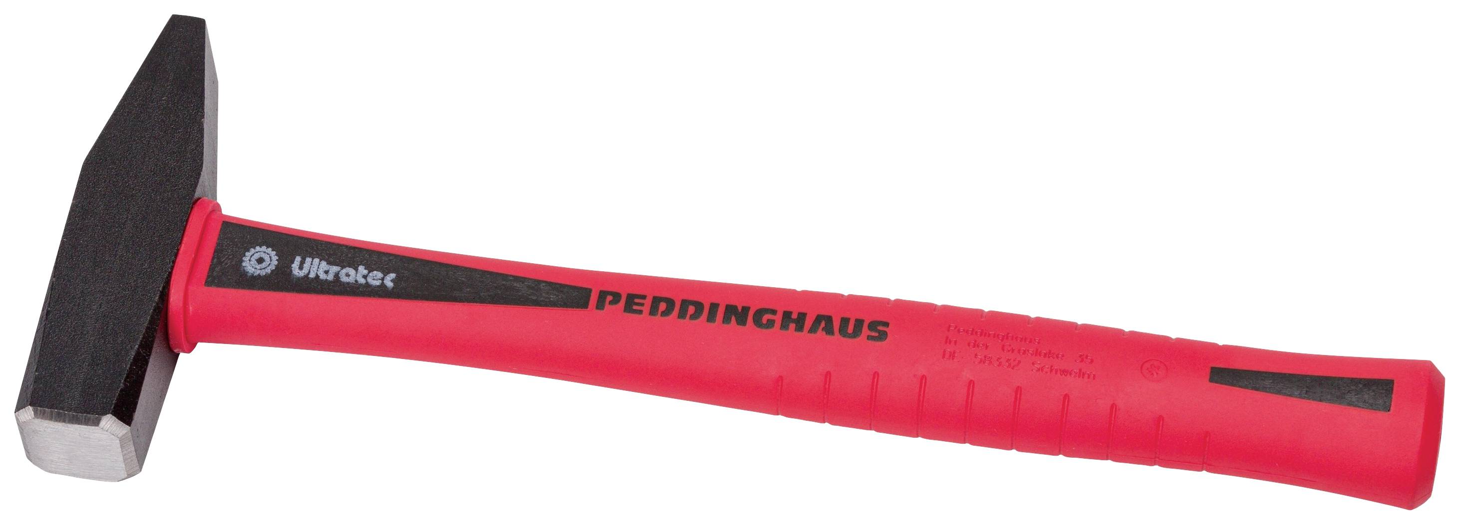 A red hammer with a black head, brand name 'Peddinghaus' on the handle. The manufacturer's name 'Ultratec' is also visible.