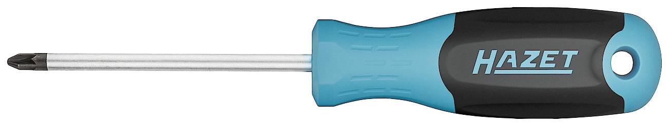 Screwdriver with blue-black handle and metal blade.