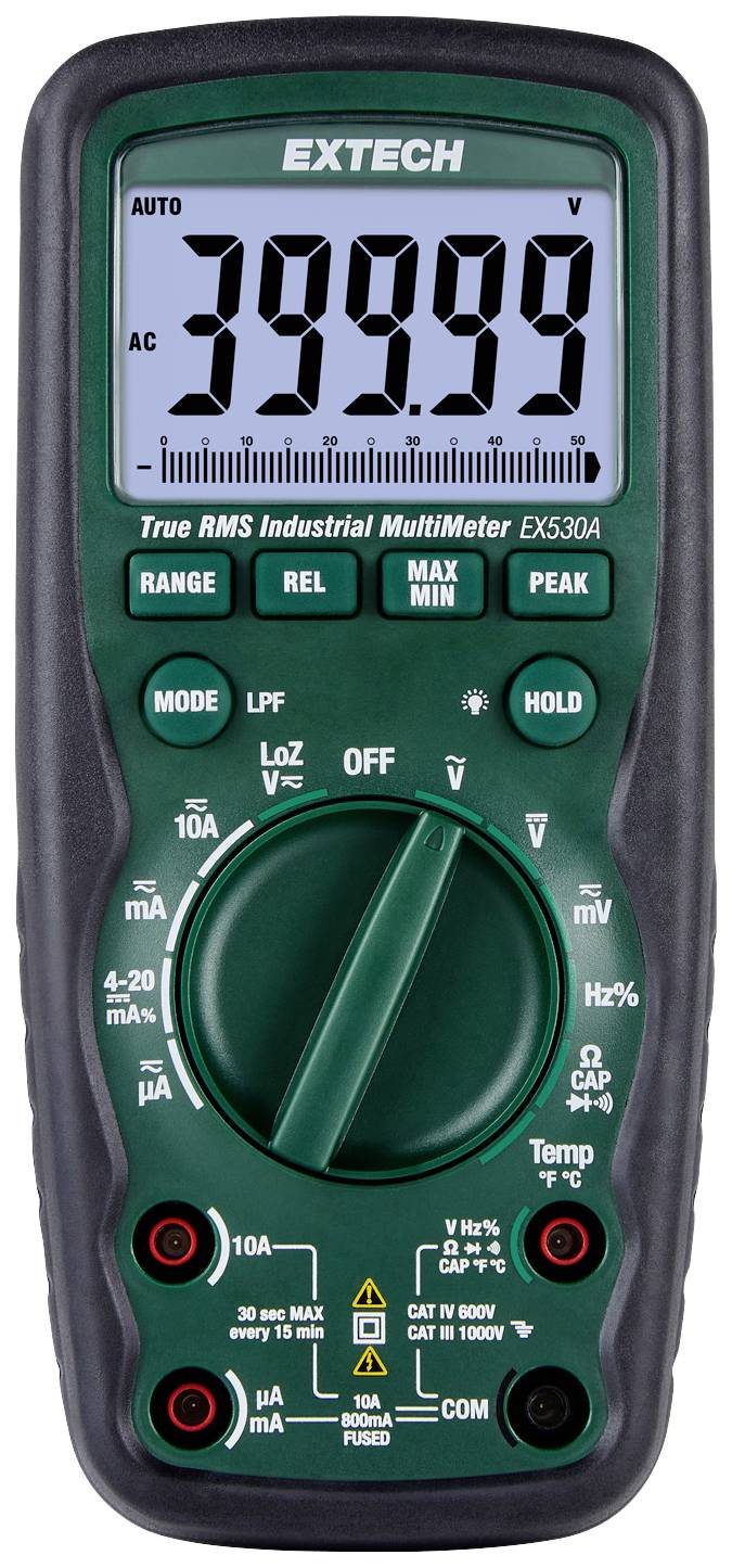 Extech EX530A Handheld multimeter Digital CAT IV 600 V Display (counts): 50000
