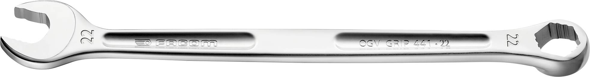 A silver double-ended spanner with '22' size markings on both ends, against a white background.