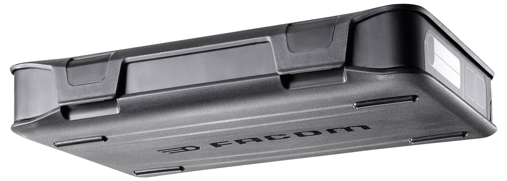 A rectangular, black tool case with the 'FACOM' logo on the front. Ideal for securely storing tools.