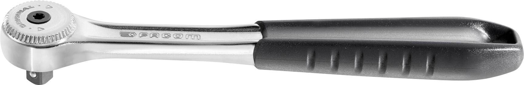 Ratchet with a black handle, used for tightening or loosening screws with minimal effort.