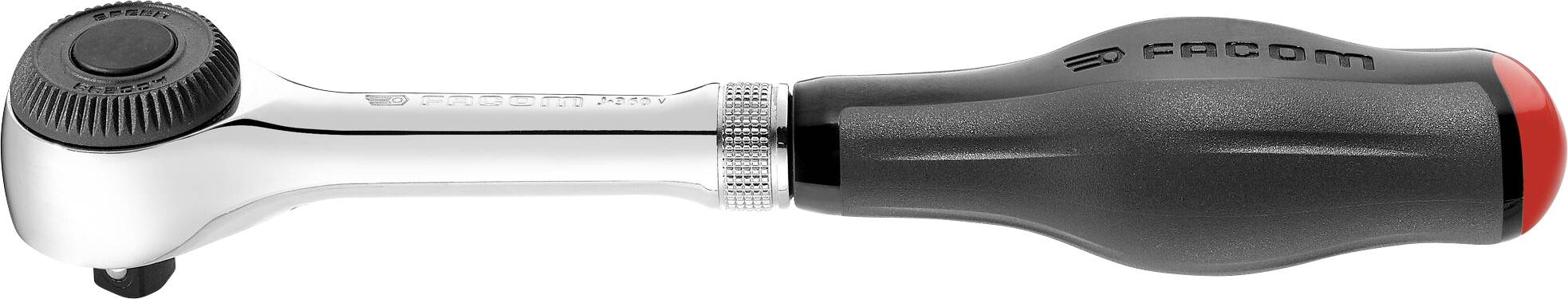 Ratchet with ergonomic handle and chrome-plated head, suitable for mechanical work and high torque applications.