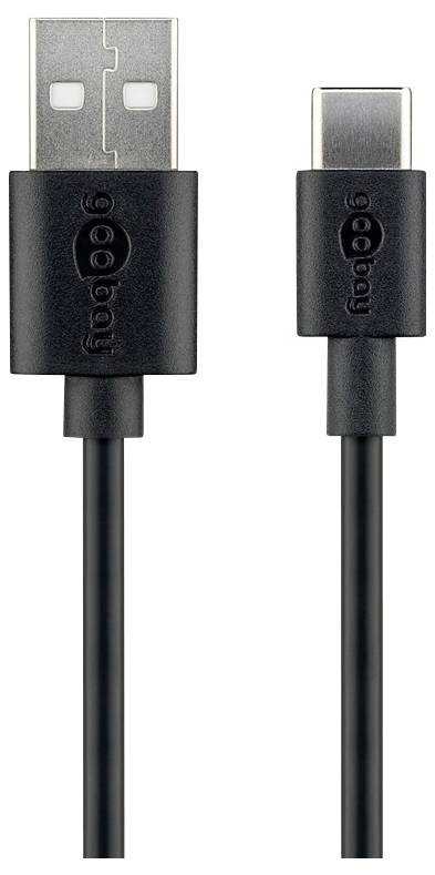 Goobay USB cable USB 2.0 USB-C® plug, USB-A plug 1.00 m Black Charging animation 45735