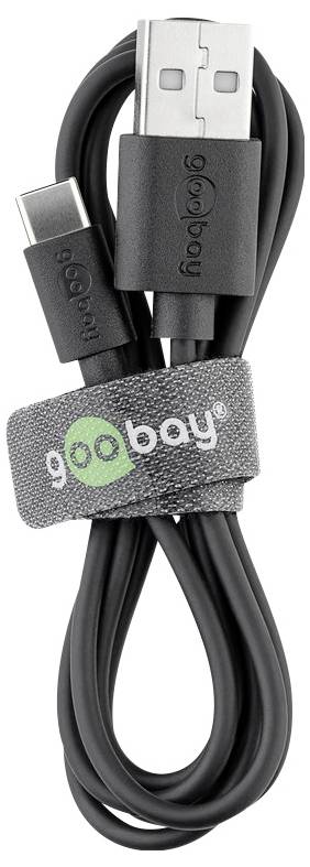 Goobay USB cable USB 2.0 USB-C® plug, USB-A plug 1.00 m Black Charging animation 45735