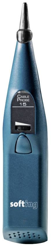A blue electronic device in an elongated form, displayed by the brand 'softing', with a display and control elements.