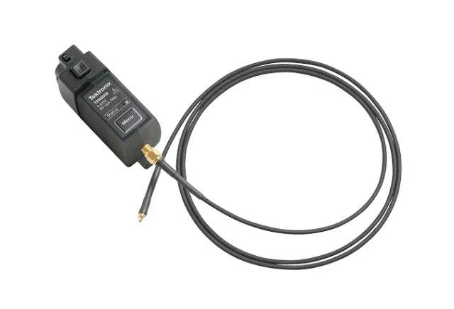 A plastic device with a long cable, most likely a measuring instrument or sensor, with a connection point and a small switch.