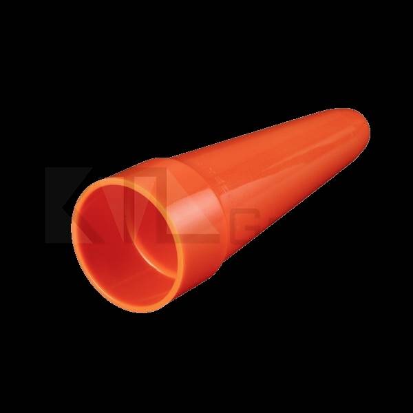 An orange traffic cone on a black background.