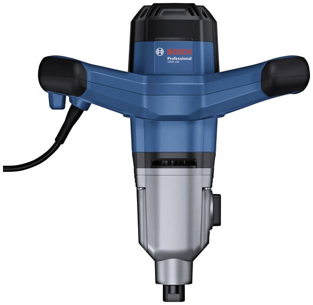 Drill hammer with a blue casing and side handles, brand logo visible at the top. An electric tool for drilling and chiselling in concrete.