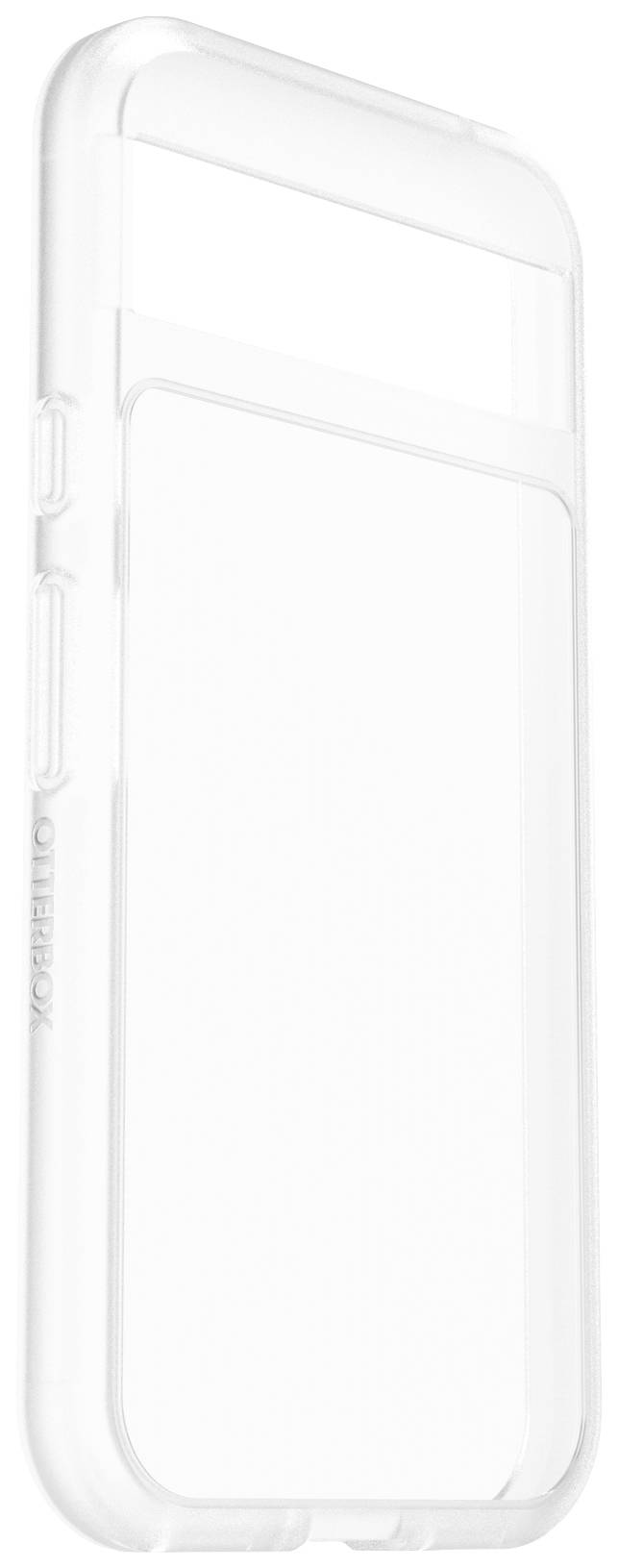 Transparent plastic phone case with rounded corners and cut-outs for ports and buttons.