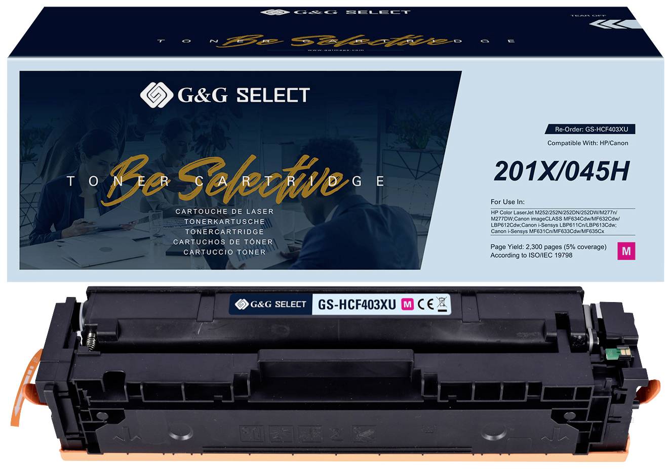 G&G Toner replaced HP, Canon 201X, 045H Compatible Magenta CF403X/Cartridge 045H Magenta GS-HCF403X(U)