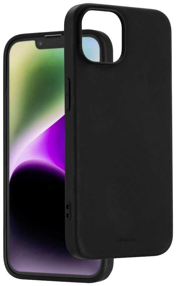 A smartphone with a coloured display shows a black, detachable phone case beside it, which protects the screen.