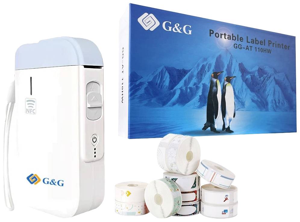 G&G GG-AT 110HW Label printer Direct thermal 203 x 203 dpi Max. label width: 12 mm Bluetooth, NFC, USB