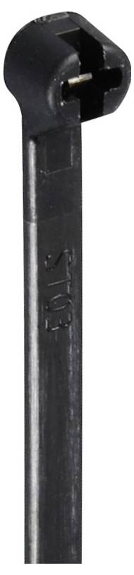 A black cable tie with a visible locking mechanism.