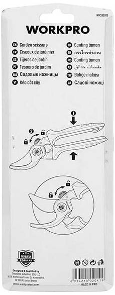 WorkPro WP332013 Bypass pruner + cutting height adjustment, + grass and hedge trimmer attachment