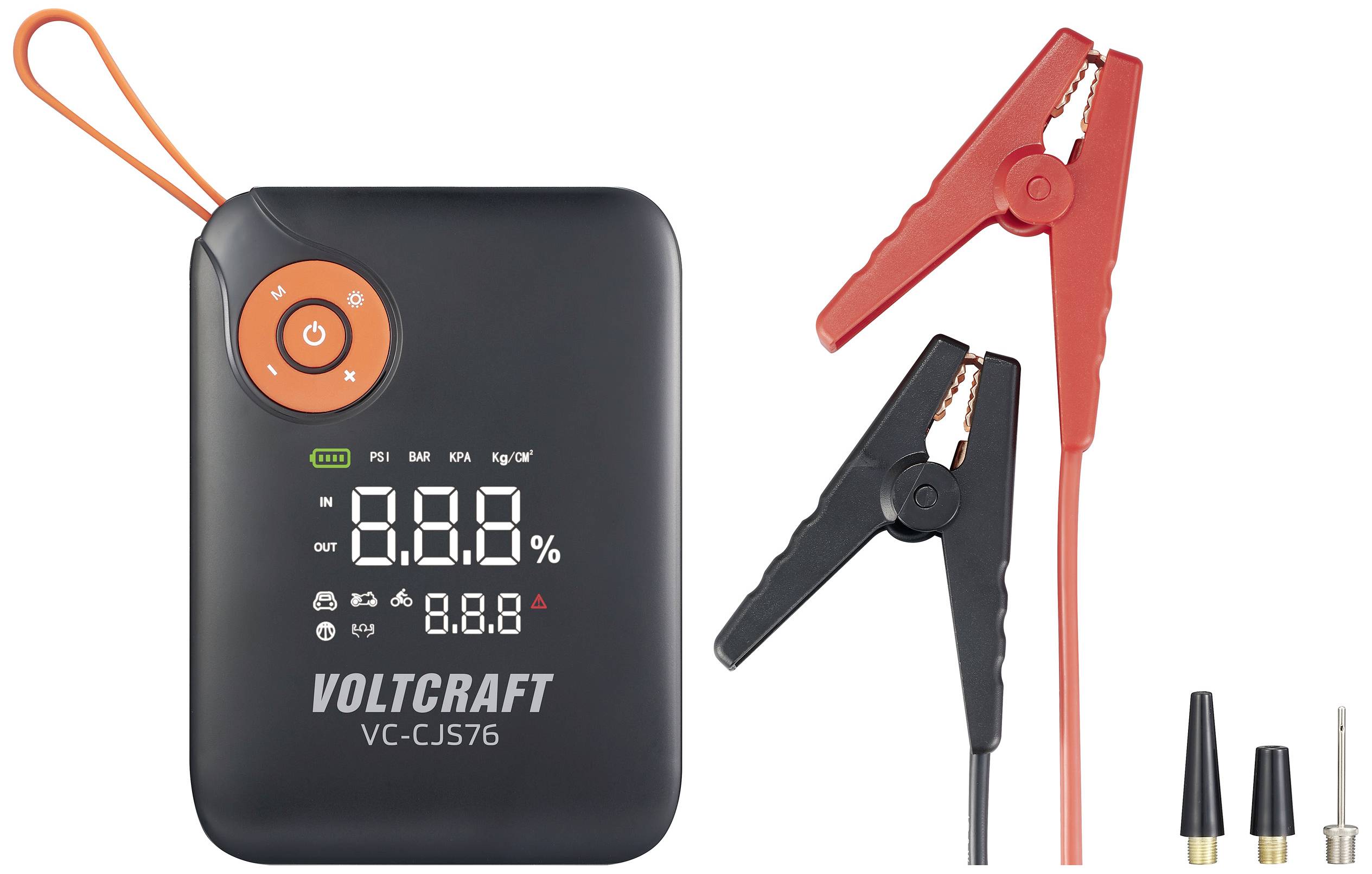 VOLTCRAFT Quick start system VC-CJS76 VC-16024485 Jump start current (12 V)=300 A 2 x 12 V output, 2 x USB slot, Charging and