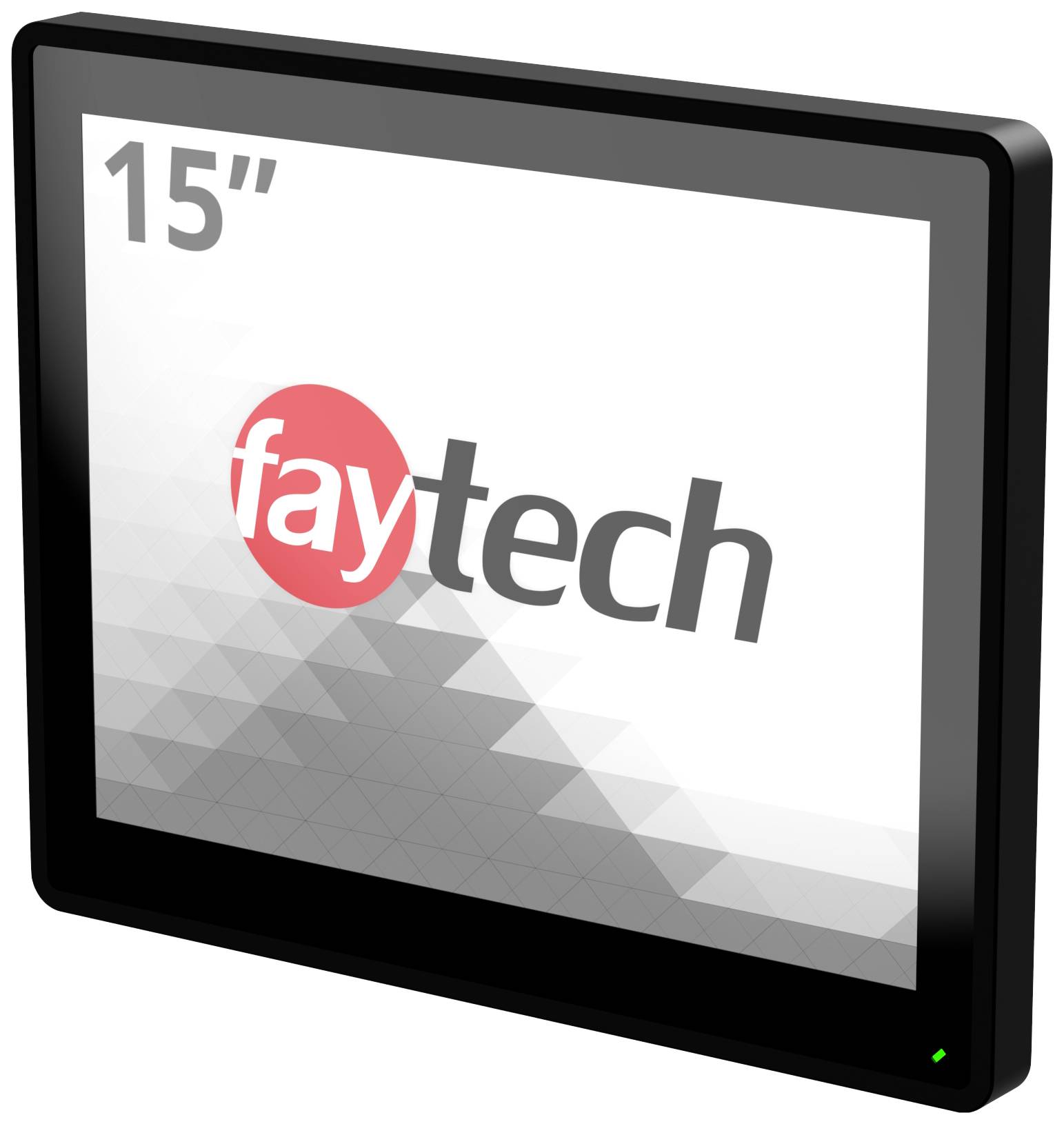 A 15-inch screen by Faytech, with a simple black bezel and the Faytech logo on the display.
