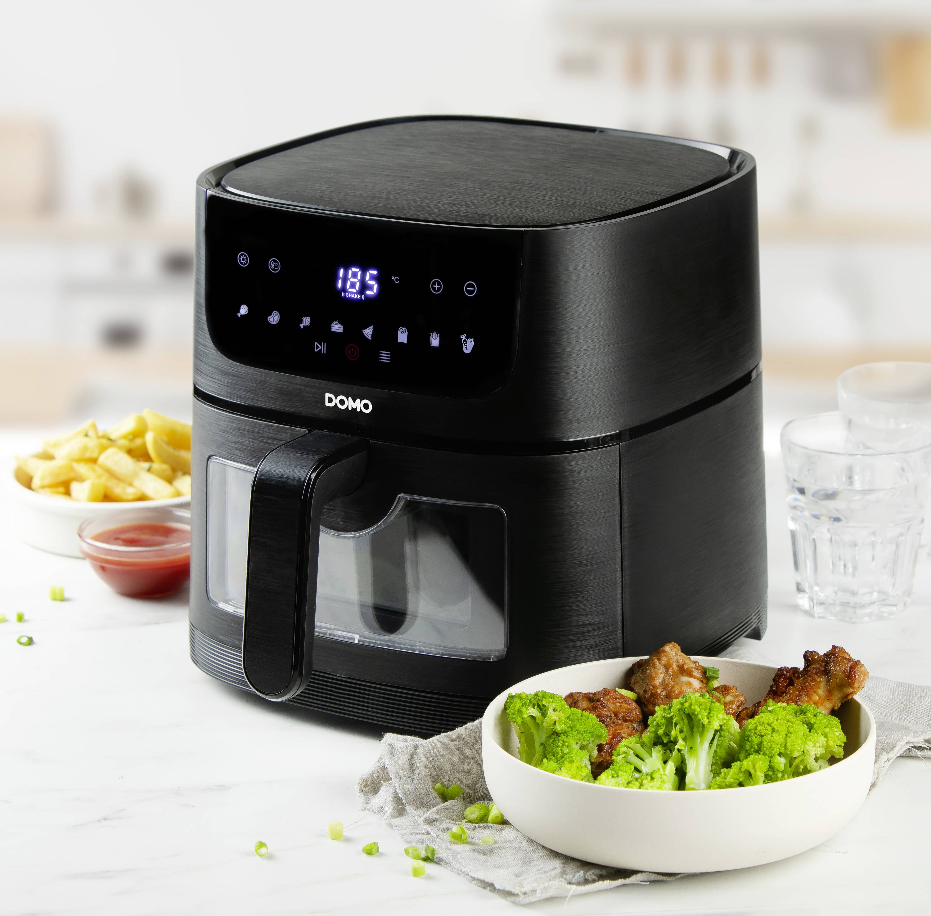 DOMO DO542FR Air fryer 4 l 1350 W Timer function, with display, Overheat protection, Non-stick coating Black