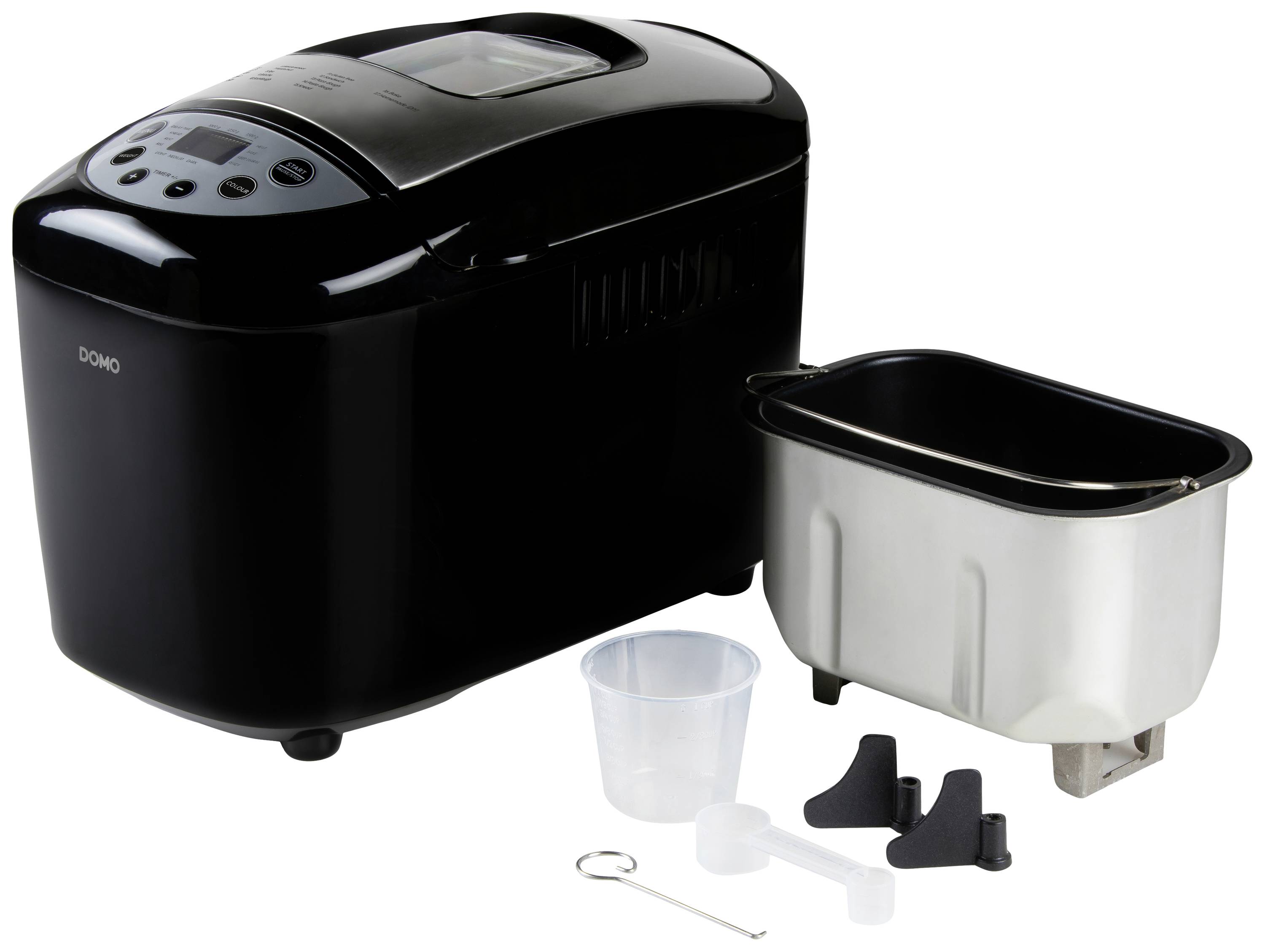 DOMO B3977 Bread maker with display, Non-stick coating, Timer function, with graduated beaker 1500 g Black