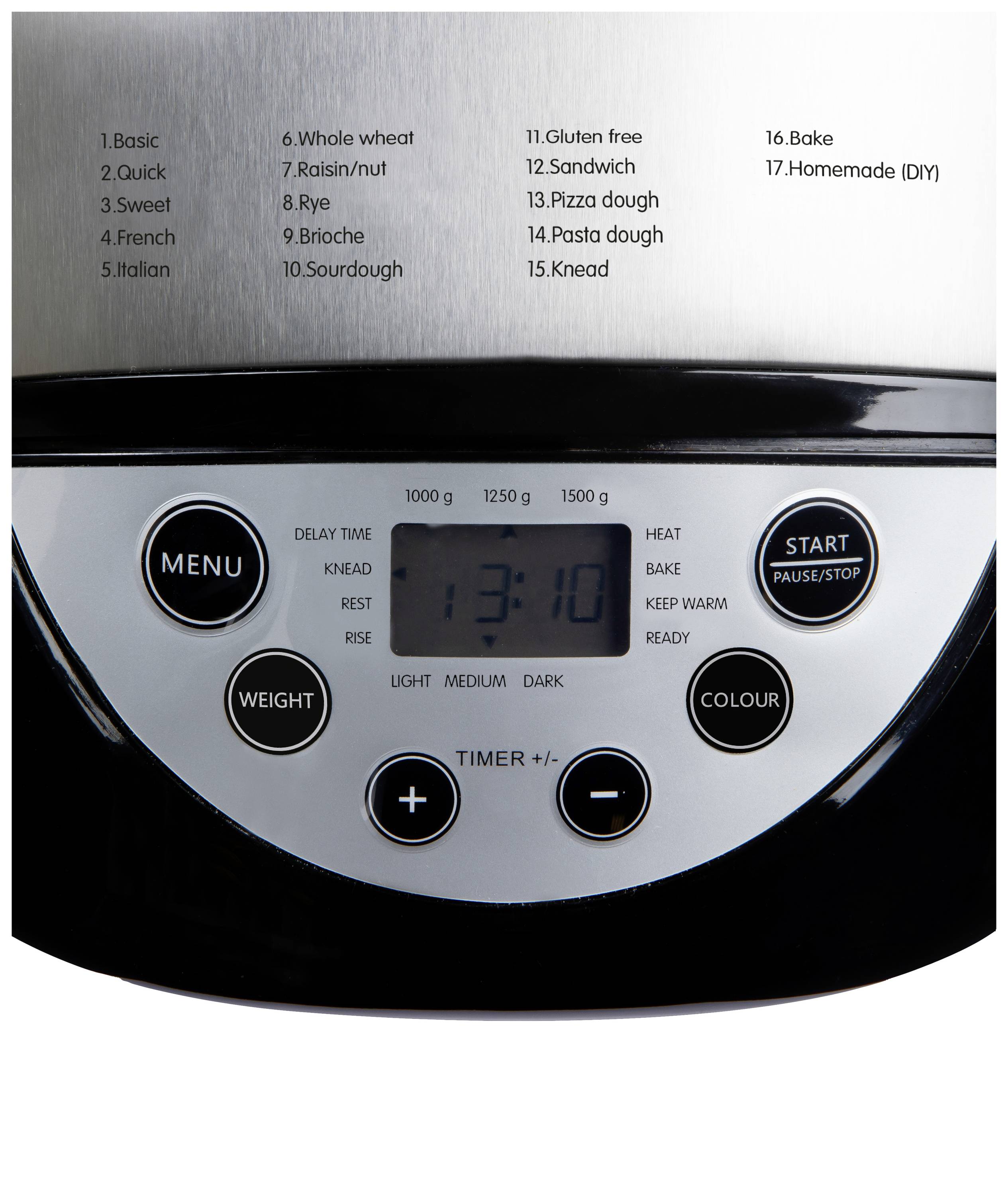 DOMO B3977 Bread maker with display, Non-stick coating, Timer function, with graduated beaker 1500 g Black