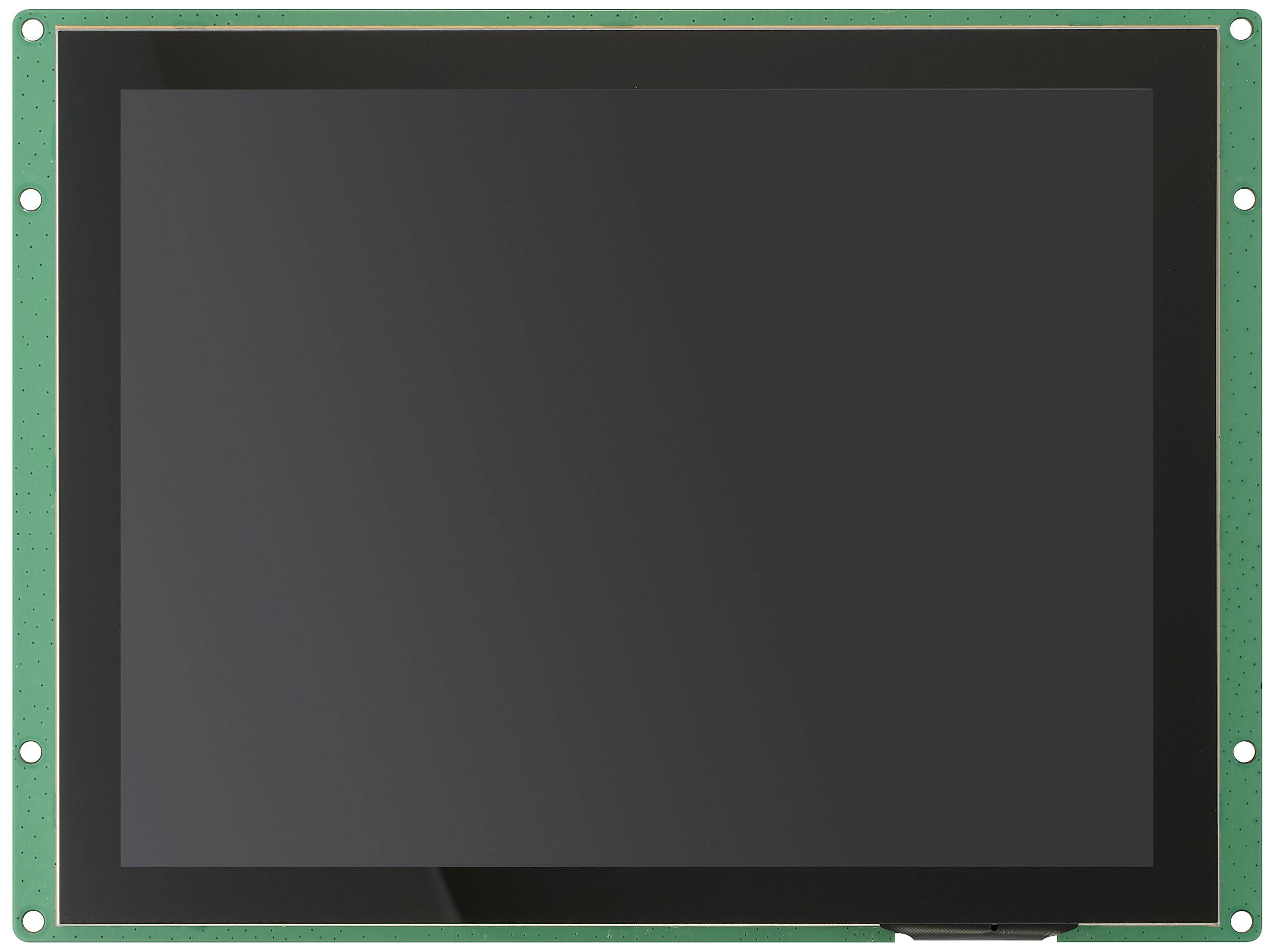 A rectangular black screen with a narrow green border.