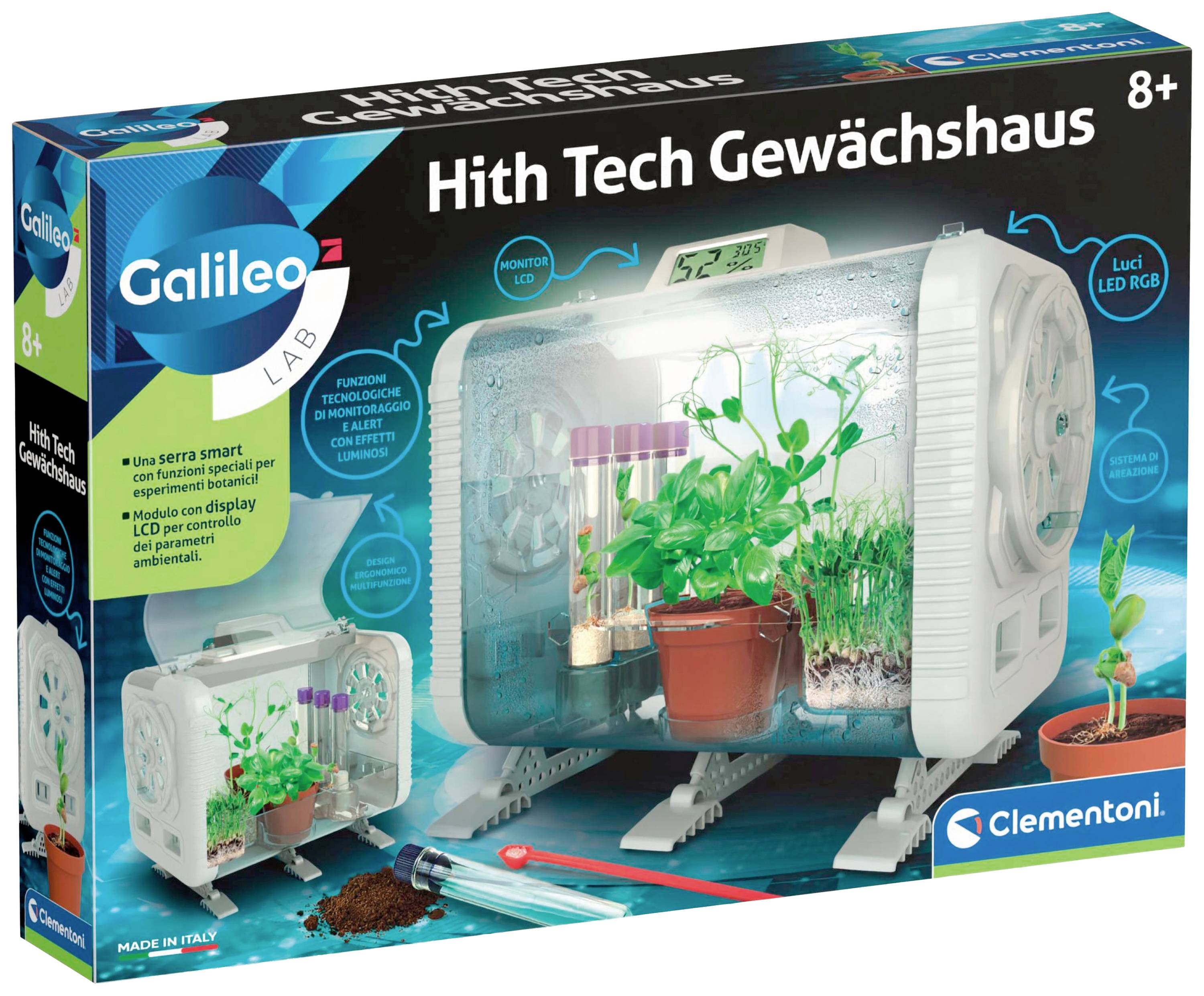 Toy Set: 'High-Tech Greenhouse' for Children Aged 8 and Above. Includes Electronic Greenhouse with LED and LCD, Plants Included.