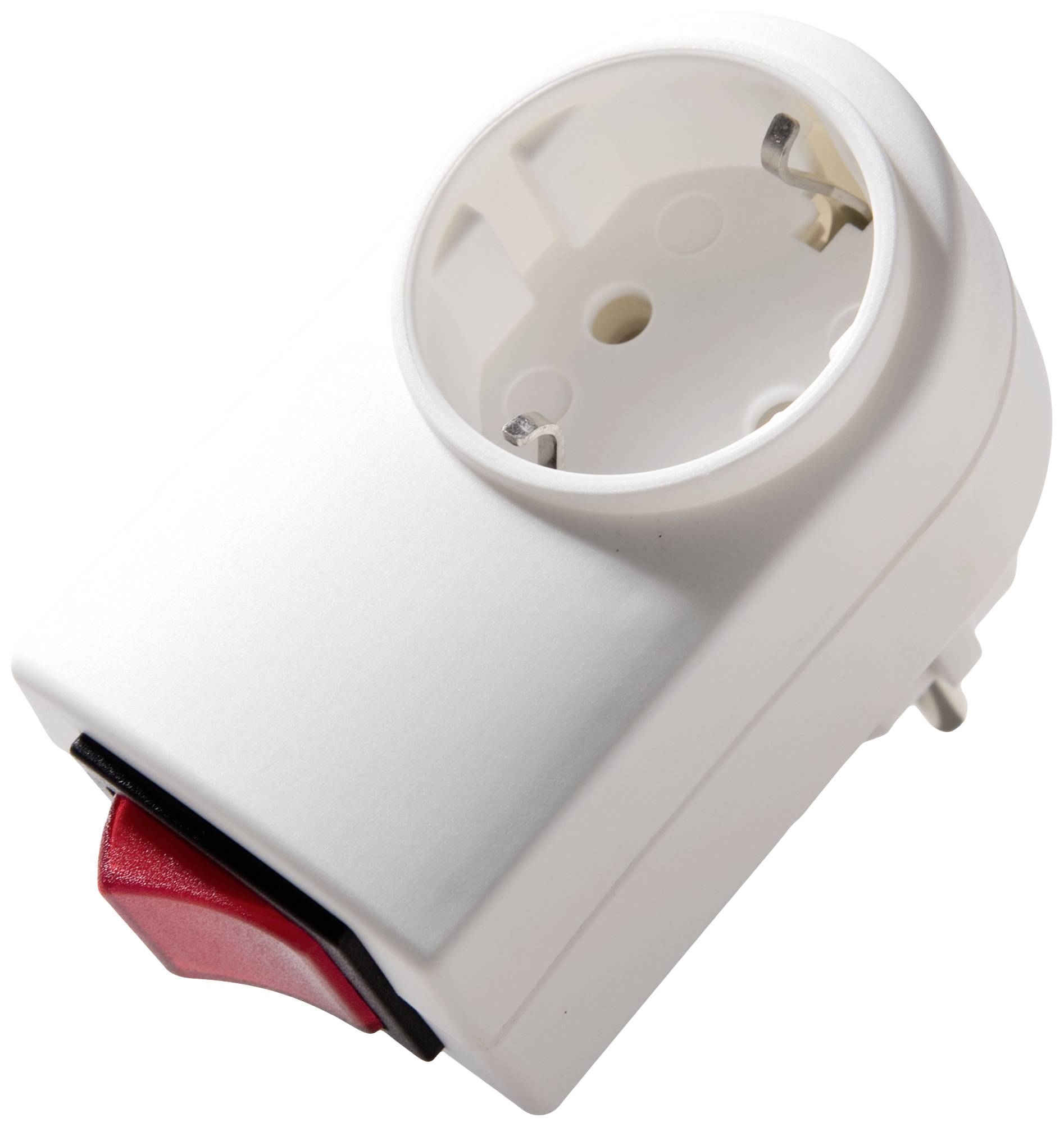 White socket with red toggle switch.