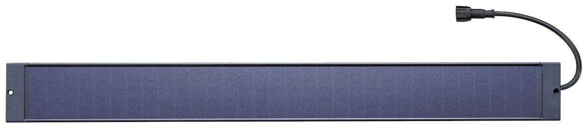 Long, rectangular solar panel with cable on the right-hand side. Primarily used for electricity generation through sunlight.