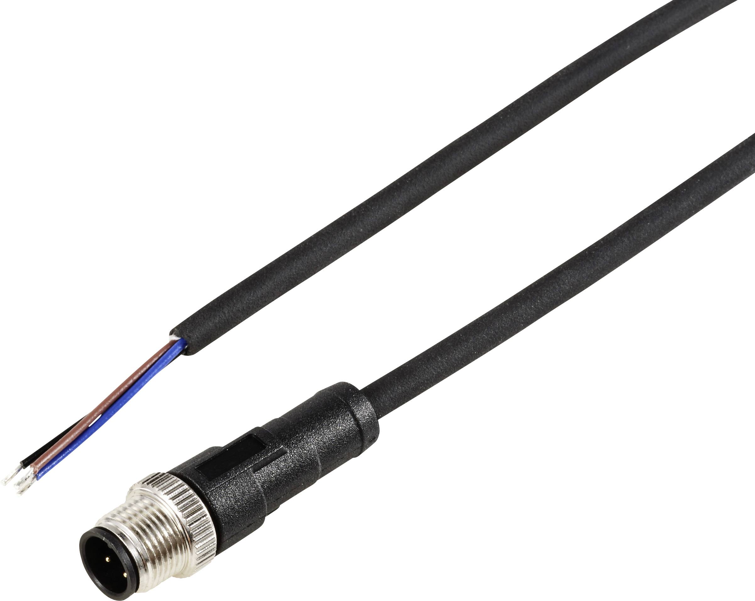 Connection cable with open end and round metal plug. Suitable for electronic devices.