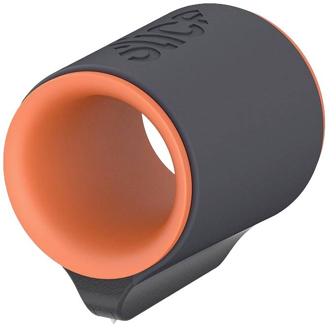 A grey rubber ring with an orange inner area and a clip surface on the underside, possibly designed for attachment.