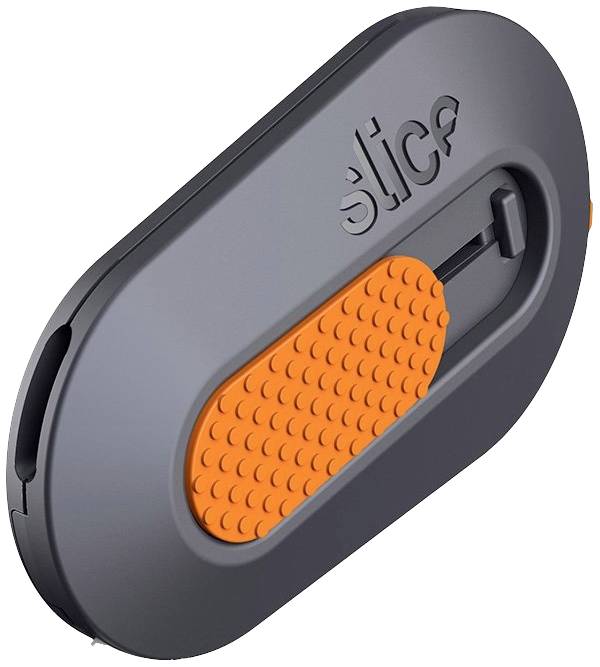 A small, handy cutting tool with an orange non-slip handle and a retractable blade guard.