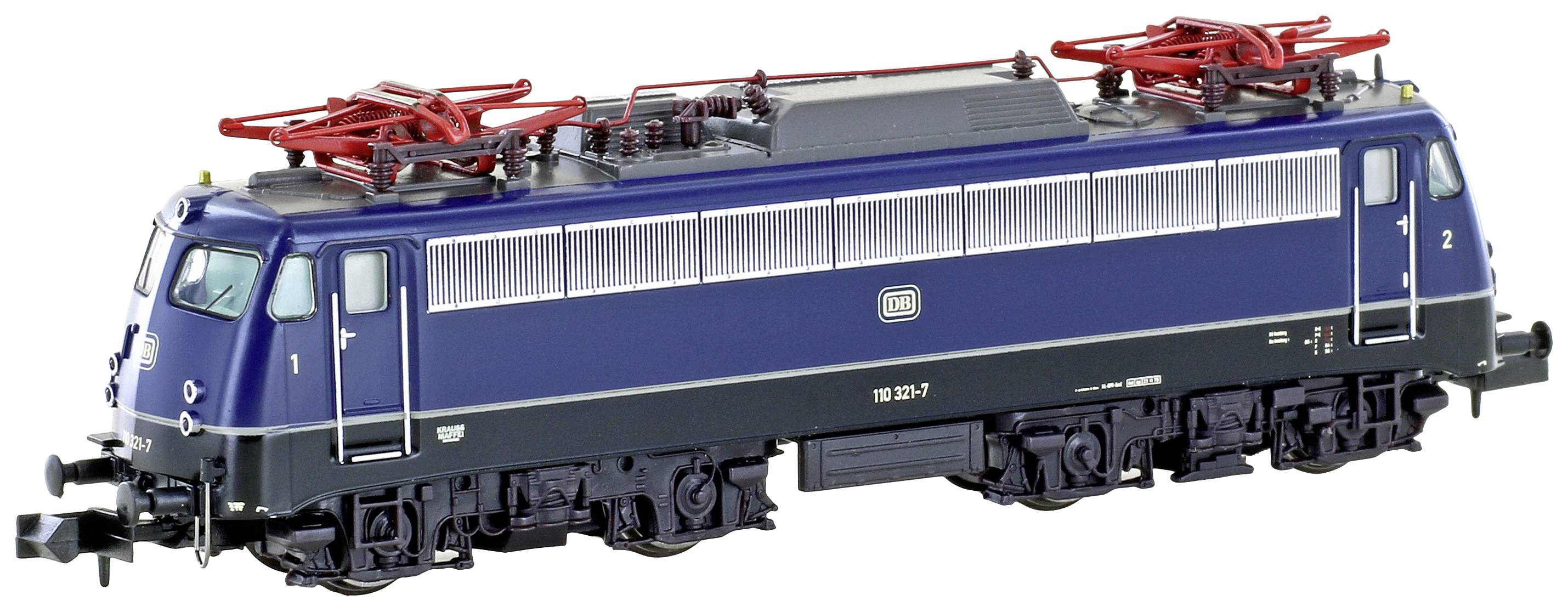 Blue model locomotive on a white background, side view, with detailed pantographs and markings, scale 1:87.