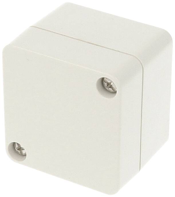 A rectangular, light grey enclosure with rounded corners and three visible mounting screws.