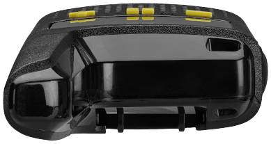 A black electronic device with yellow buttons. It has a rectangular shape and appears to be a handheld device.