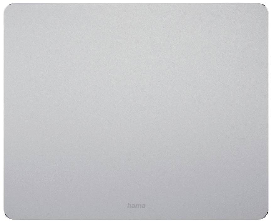 Rectangular, grey mousemat with rounded corners.