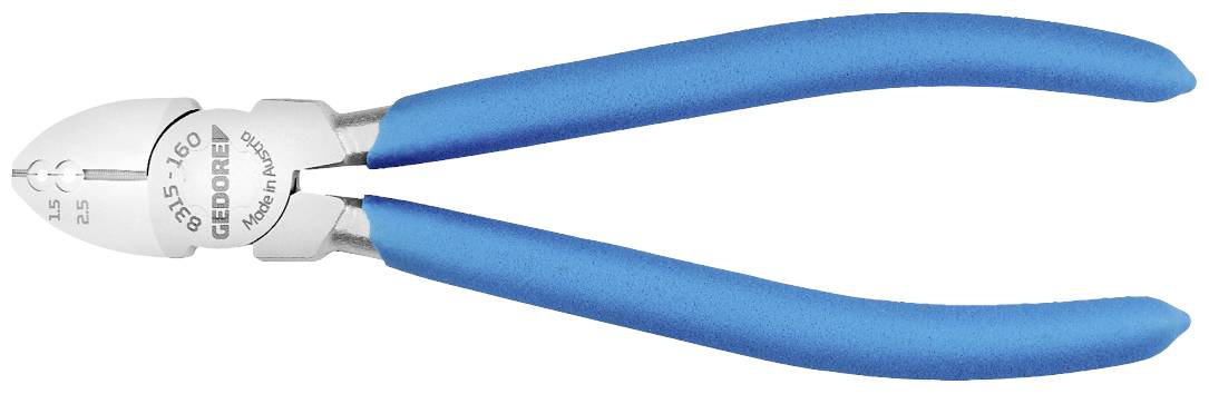 Shown is a blue pair of side cutters with metal jaws. Suitable for cutting wires or small objects.
