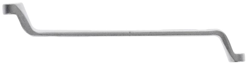 A simple, flat metal bar with two right-angled bends at the ends, possibly a tool or component.