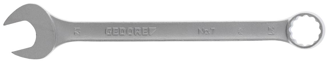 A double-ended spanner with an open and ring-shaped side, made of metal, suitable for repair work.