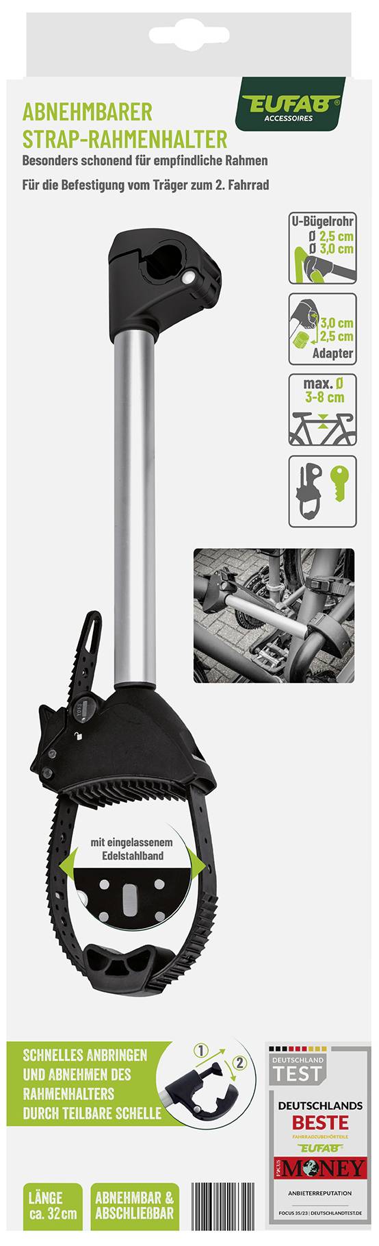 Eufab Strap Rahmenhalter Lang Ø 25+30mm