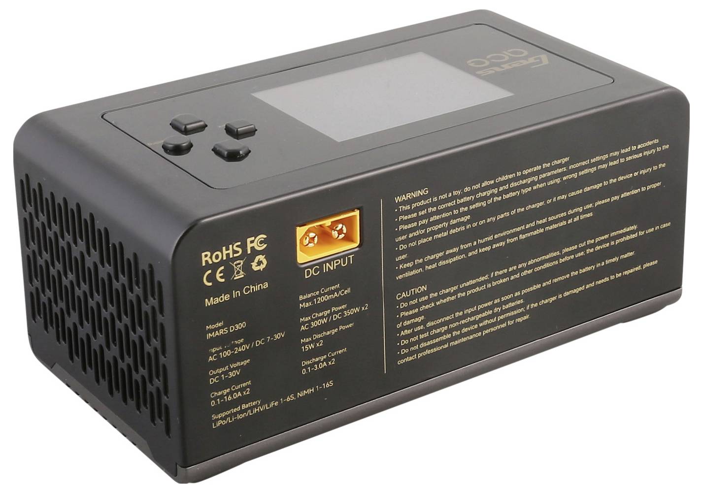 Gens ace Imars D300 Scale model battery charger 16 A LiPolymer, Li-ion, LiHV, LiFePO, NiMH Two output, Battery recognition