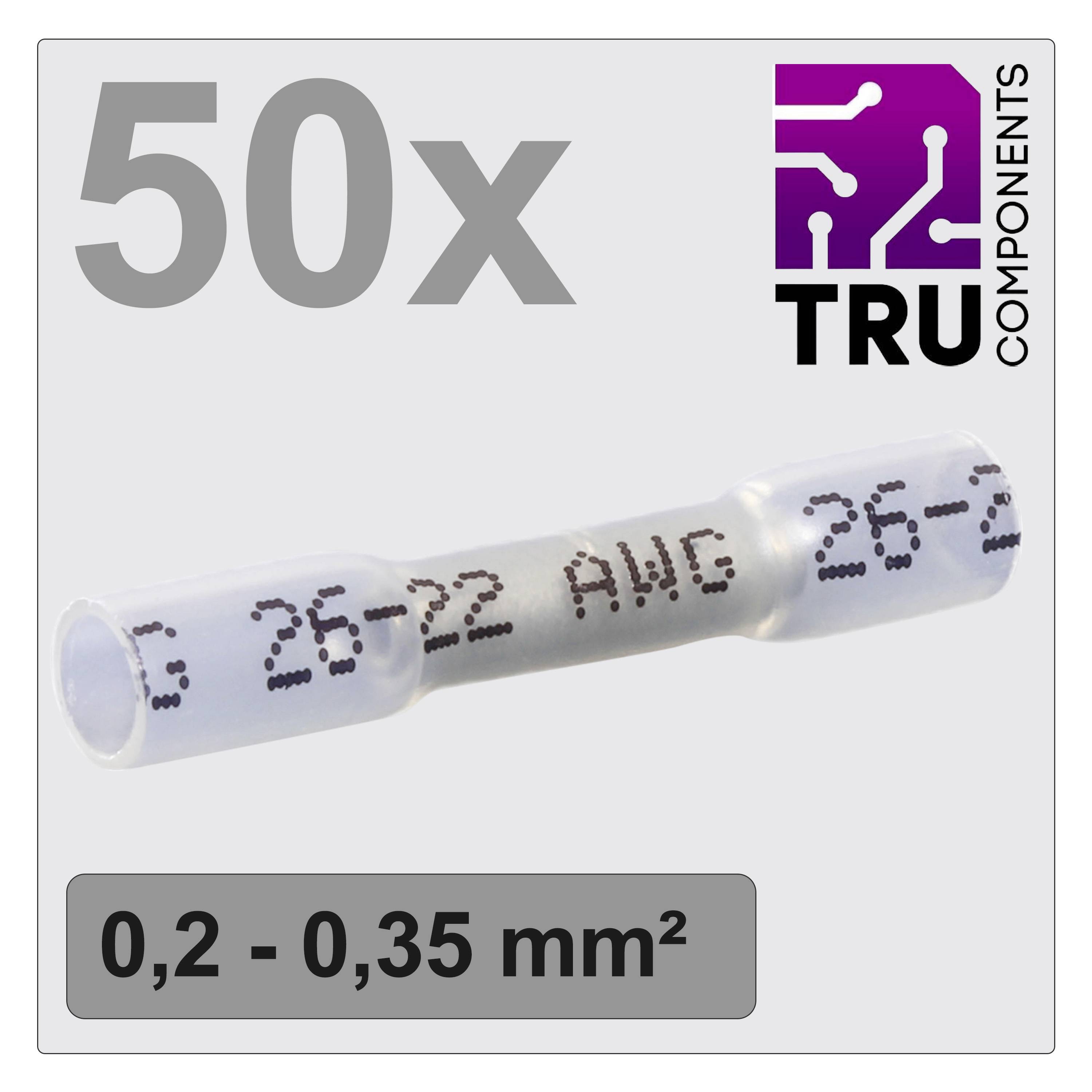TRU COMPONENTS TC-12888396 Butt joint + heatshrink 0.2 mm² 0.35 mm² Insulated White 50 pc(s)