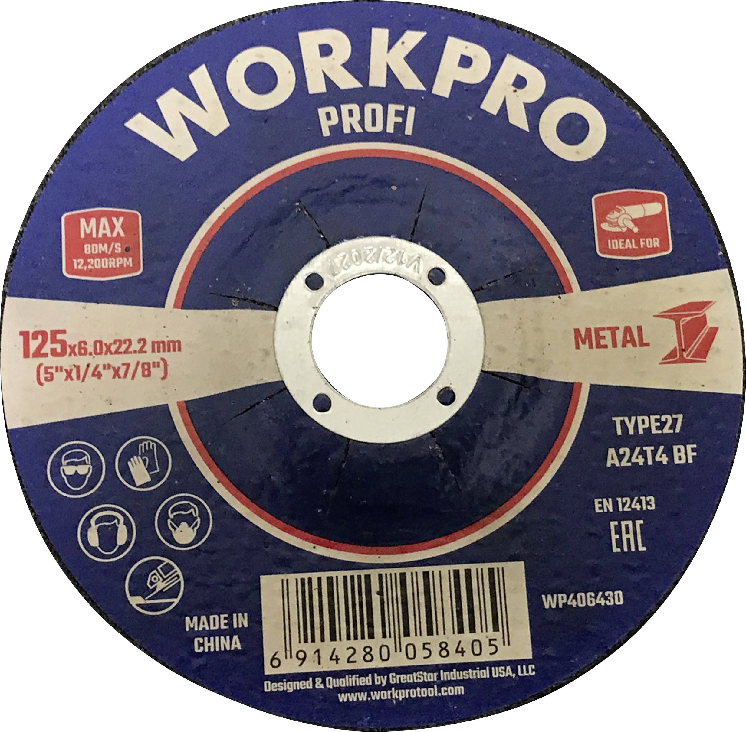 WorkPro WP406430 Grinding disc Diameter 125 mm 5 pc(s)