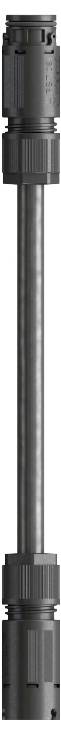 A long, dark pipe with connection fittings at both ends. It appears to be a technical component, possibly for making connections.