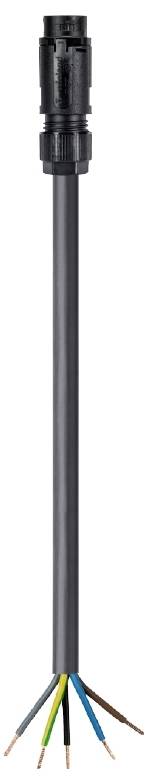 A black cable with multiple exposed, differently coloured wires at the end, ready for connection or wiring.