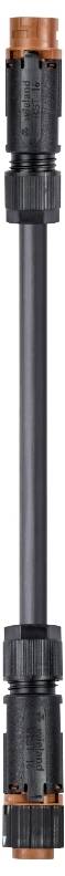 A black cylinder with an orange band at each end.