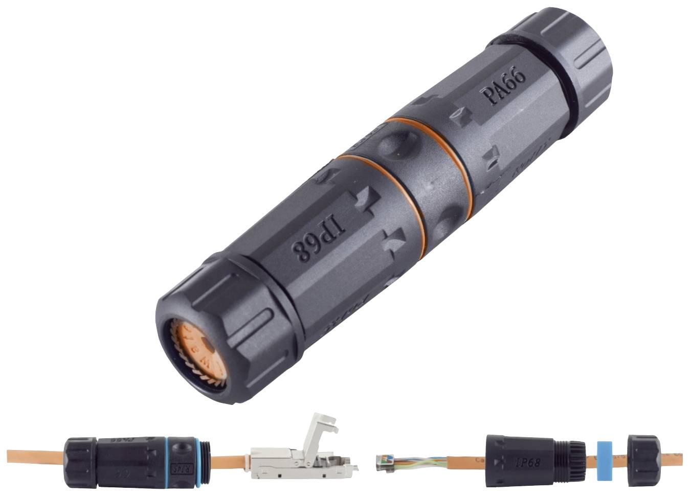 BKL Electronic 10121207 LSA connector, CAT 6a, IP68, outdoor Black Content: 1 pc(s)